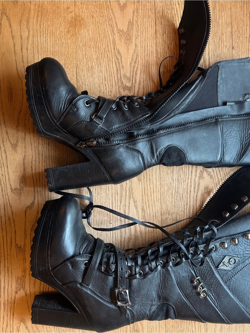 Verillas Black Lace-Up High Heel Combat Boots - size U.S. women’s 9/eu39 - Picture 2 of 10
